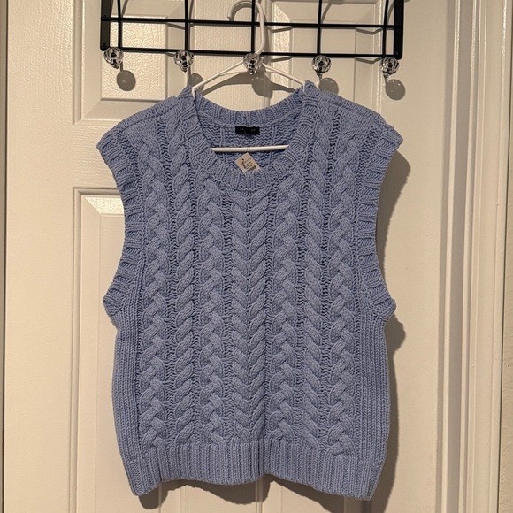 Talbots Sweater Vest Womens Size Medium Light Blue Academia Preppy Casual NWT - Picture 5 of 10